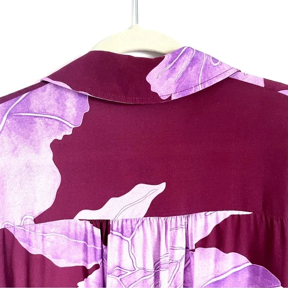 Q2 Whitney Tropical Oversized Floral Button Up Blouse Top In Fuchsia Siz… - Picture 12 of 15